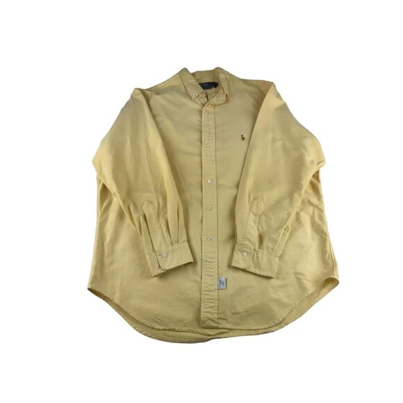 VTG 80s-90s era Polo by Ralph Lauren Mens Yellow Long Sleeve Shirt Size 17-34 - Picture 1 of 12
